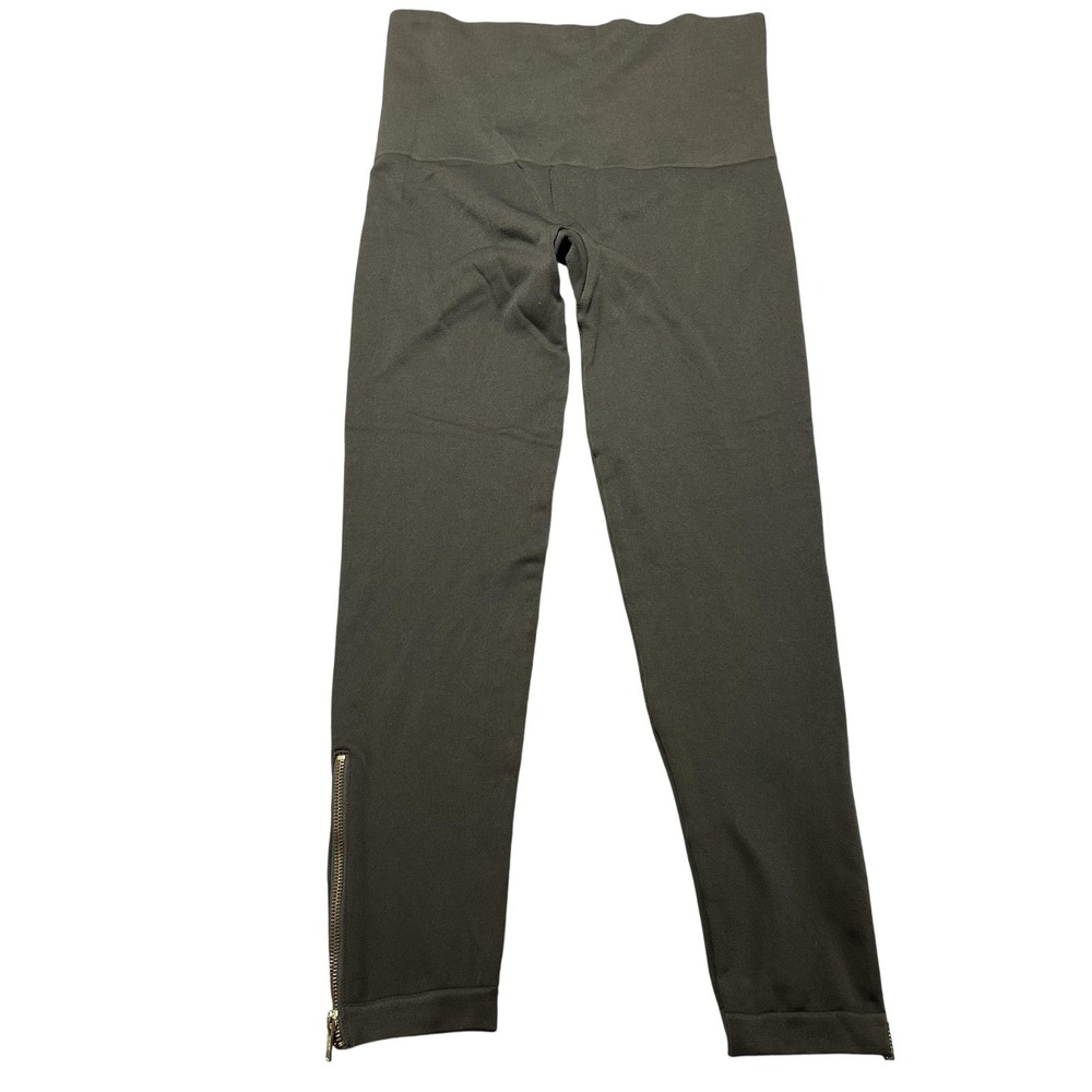 Spanx‎ Leggings Womens Size 1X Green High Rise Ponte Ankle Zip Shaping Yoga